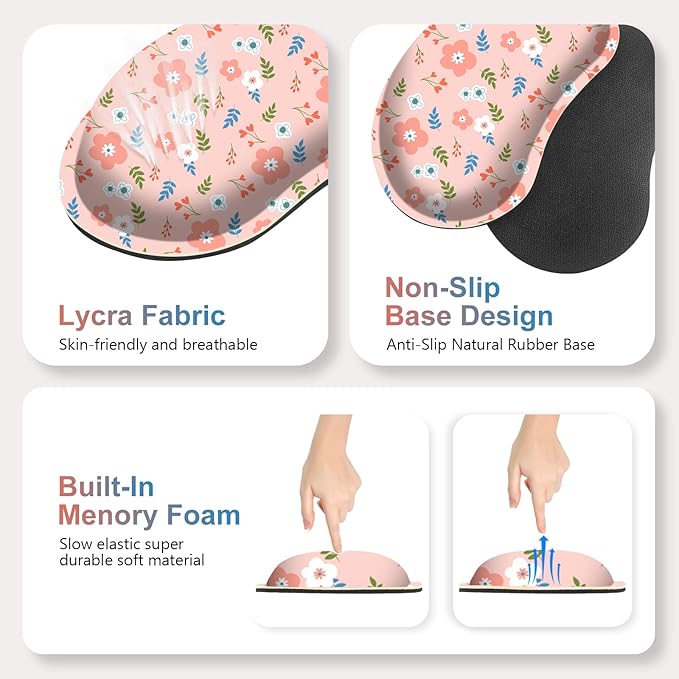 Large Gaming Mouse Pad Set 4 in1 Ergonomics Keyboard Desk Mat with Memory Foam Wrist Rest Computer Extended Game Mousepad Non-Slip Desk Pad Matt Easy Typing Pain Relief I Retro Pastel Style