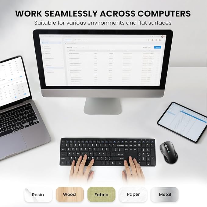 Wireless Bluetooth MouseMulti Device Ergo Computer MousesMetal 4-Way Super Scrolling± 3200 DPI10 ButtonsPlug&ampPlayQuietRechargeableUSB Cordless Mice for LaptopTabletMaciPadPCPhone (Gre