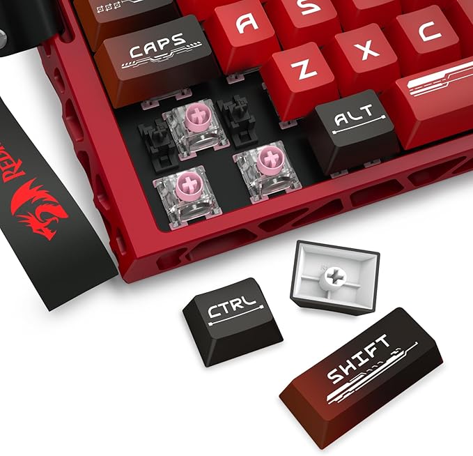 Redragon K753 HE Rapid Trigger Gaming Keyboard 60% 61 Keys Wired Mechanical Keyboard w/Hype-Red Hollowed-Out Aluminum Base Next-Gen UltraMag 100% POM Silky Rappid Trigger Magnetic Switch