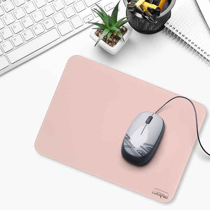 Glassboard Studio LuxxPad Glass Mouse Pad - Mouse Pad Gaming and Dry Erase Note Taking Pad Tempered Strong Glass with Rubber Non-Slip Feet for Gaming &amp Work (Blush Pink 10 x 14)
