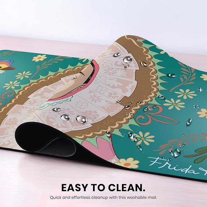 Head Case Designs Officially Licensed Frida Kahlo Oval Frame Birds Floral Art 37.4 x 15.75 x 0.16 inches (900 x 400 mm) - XL Gaming Office Desk PC Keyboard Mouse Mat Pad