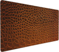 Elegant Brown Crocodile Leather Texture Green Large Mouse Pad Gaming Mat Desk Matt for Desktop Desk Pad Mat Anti-Slip XXL Big Mousepad with Stitched Edges for Computer