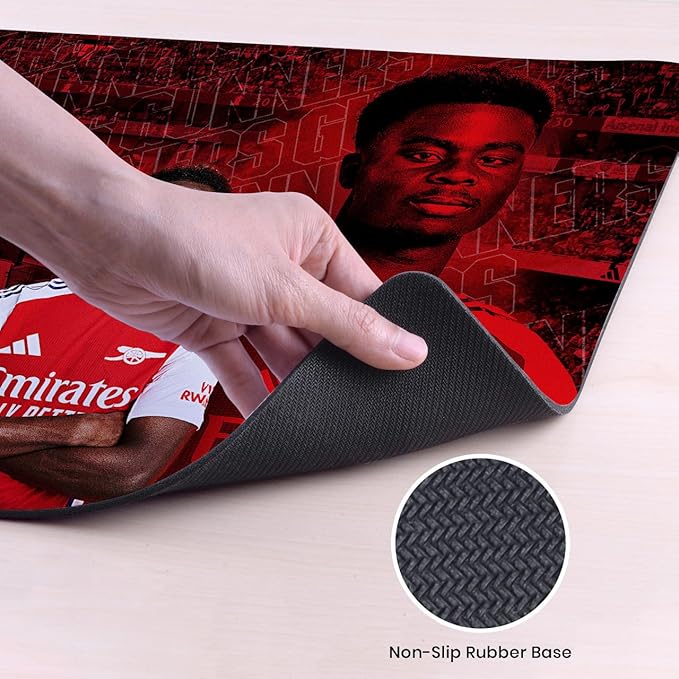 Head Case Designs Officially Licensed Arsenal FC Bukayo Saka 2024/25 Crest Kit and Players 37.4 x 15.75 x 0.16 inches (900 x 400 mm) - XL Gaming Office Desk PC Keyboard Mouse Mat Pad