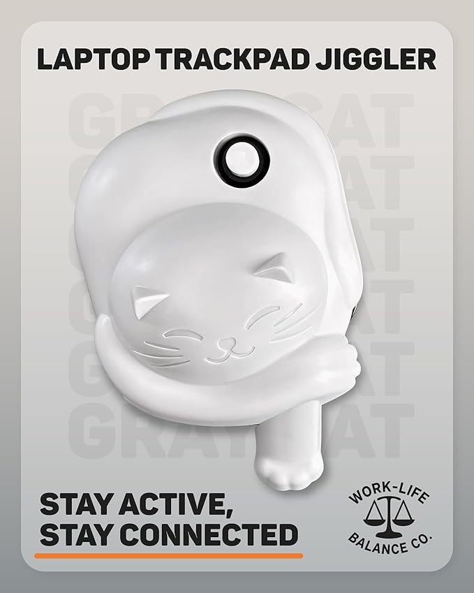 Work-Life Balance Randomized Mouse Jiggler Undetectable Trackpad - Mechanical Mouse Mover Device for Laptop Keep Screen Active Automatic Mouse Shaker for Remote Work Essential No USB - Gray Cat