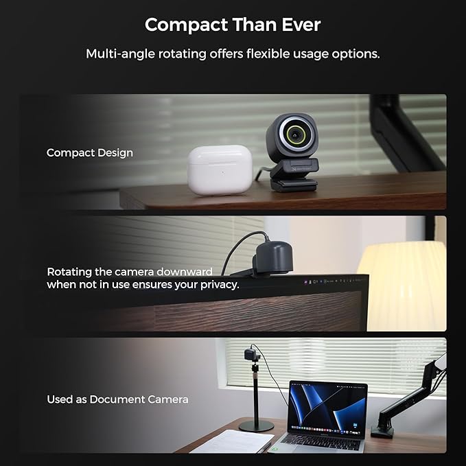 NearStream 4K Webcam for Streaming - Noise Canceling Mic 45°-95°Adjustable FOV Auto Focus AI Framing Software Control Plug&ampPlay Works with Zoom/Teams/Skype/Google Meet
