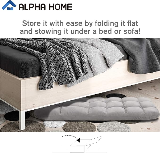 ALPHA HOME Adjustable Floor Chair with Backrest &amp Cushion Dorm Rocker 4 Positions Video Gaming Chair Folding Lazy Sofa Recliner Living Room Seating Lounge Chair for Reading Watching TVGrey