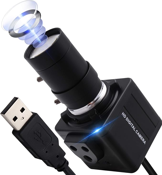USB Camera 4K Ultra HD Webcam with 5-50mm Varifocal Lens USB Camera High Resolution 3840P Optical Web CameraManual Zoom Conference Webcam Support OPENCV on Mac/Window/Linux