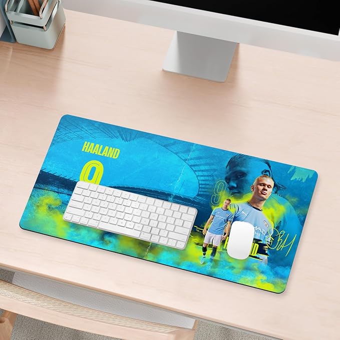 Head Case Designs Officially Licensed Manchester City Man City FC Haaland Crest Kits &amp Players 23.62 x 11.81 x 0.12 inches (600 x 300 mm) - L Gaming Office Desk PC Keyboard Mouse Mat Pad