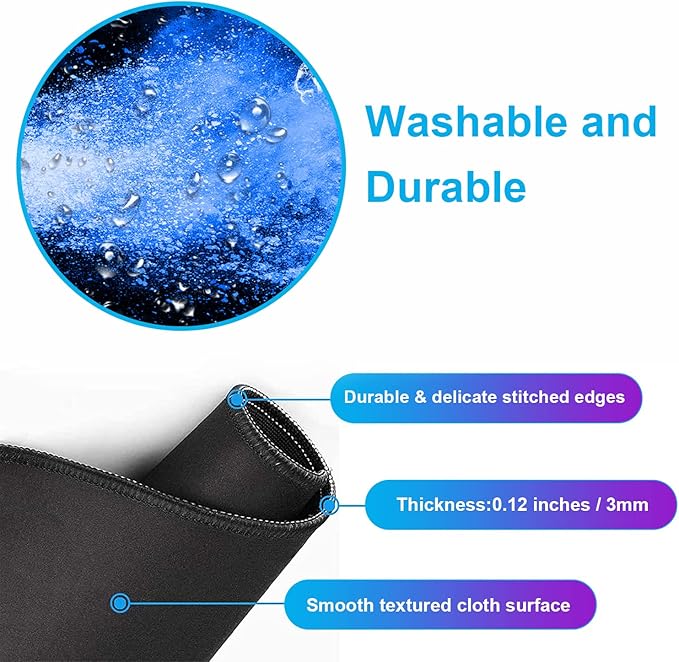 Large Extended Gaming Mouse Pad with Stitched Edges Non-Slip Waterproof Rubber Base Mouse Pad for Office Computer Keyboard Laptop and Home Desk Pad 35.4 x 15.7 x 0.12 Inch (Colorful Starry Sky)