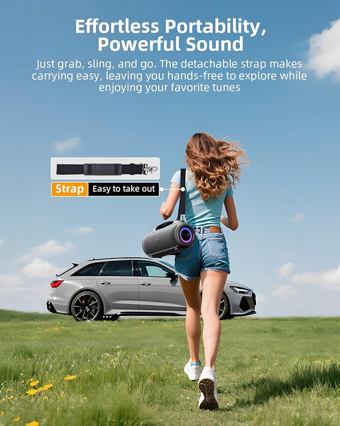 Upgrade Portable Bluetooth Speakers Wireless 200W MAX Loud Powerful Speaker w/Deep Bass IP65 Waterproof/ BT5.4 for Outdoor Party Camping Tailgating Beach Large Workshop Garage 24H Playtime