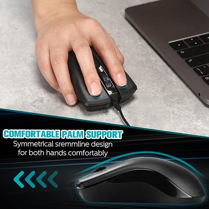 Fabbay 12 Pcs USB Wired Keyboard and Mouse 6 Wired Mouse 6 Corded Full Size Keyboard for School Office Home Compatible with Computer/Laptop/Windows/PC/Desktop