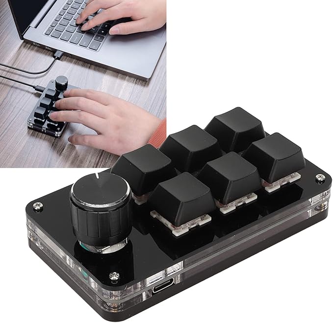 Vikye 6 Key Gaming Keyboard USB Mini 6 Key Keypad Mechanical Gaming PC Keyboards Hot Swappable Programming Macro Keyboard with Red Switch Shortcuts for PC Laptop