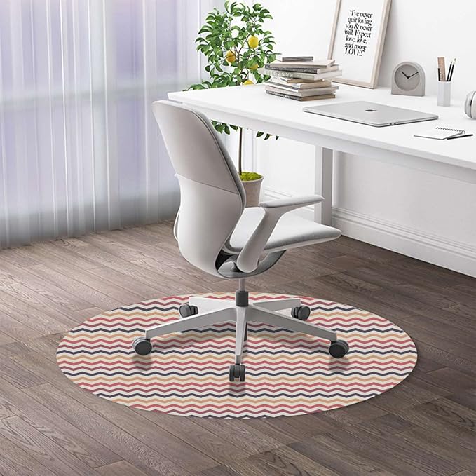 Multicolor PU Leather Office Chair Mat for Hardwood and Tile Floor Horizontal Pattern Simplistic Modern Floor Mats Wood/Tile Protection Mat for Office &amp Home Coral Diameter 47.2 in