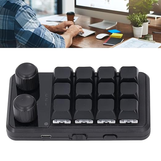 Hyuduo Mechanical Keyboard Blue Switch RGB Light 2.4G Customizable Programmable Macro 12 Keys Keyboard for Gaming