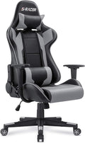 Homall Gaming Chair Office Chair High Back Computer Chair Leather Desk Chair Racing Executive Ergonomic Adjustable Swivel Task Chair with Headrest and Lumbar Support (Grey)