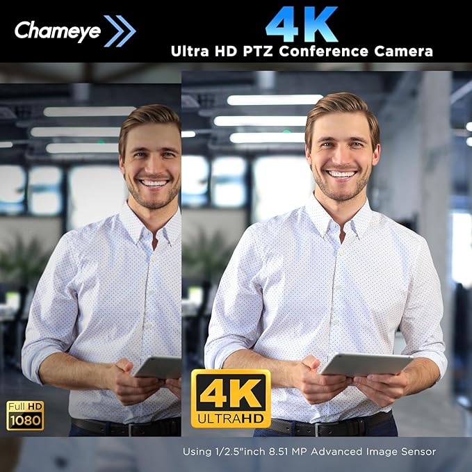 Chameye 4K PTZ Conference Camera AI Auto Tracking PTZ Camera 4K 20x Optical Zoom USB/HDMI/PoE for Church Video Conference &amp Meeting Room - Compatible with Vmix OBS Zoom CH420