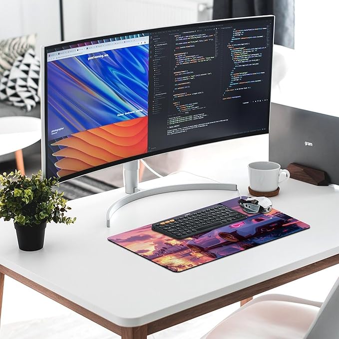 JDM Car Modified BRZ Sunset Large Gaming Mouse Pads Non-Slip Rubber Base Desk Mat Laptop Computer Accessories Supplies Writing Pad for Office Home 30x60cm