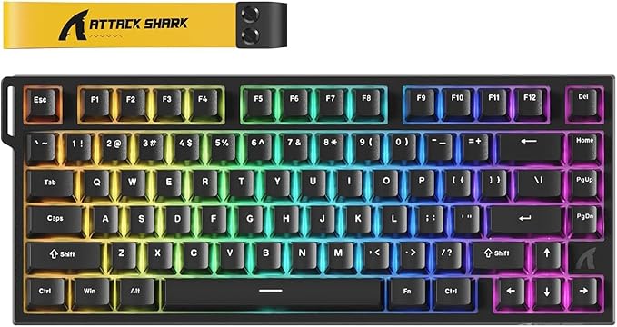 ATTACK SHARK R82 HE Rapid Trigger Wired Mechanical Gaming Keyboard TKL NKRO with 8K Polling0.005mm RT Accuracy256K Scan Rate5 Layer Sound DampedHall Effect Magnetic SwitchDriver for PC Mac(Black)