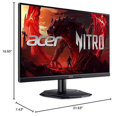 acer Nitro 24.5 Inch Full HD 1920 x 1080 Gaming Monitor | AMD FreeSync | 180Hz Refresh | 1ms (VRB) | 99% sRGB | HDR 10 Support | One Display Port 1.2 &amp Two HDMI 2.0 | KG251Q P3biip