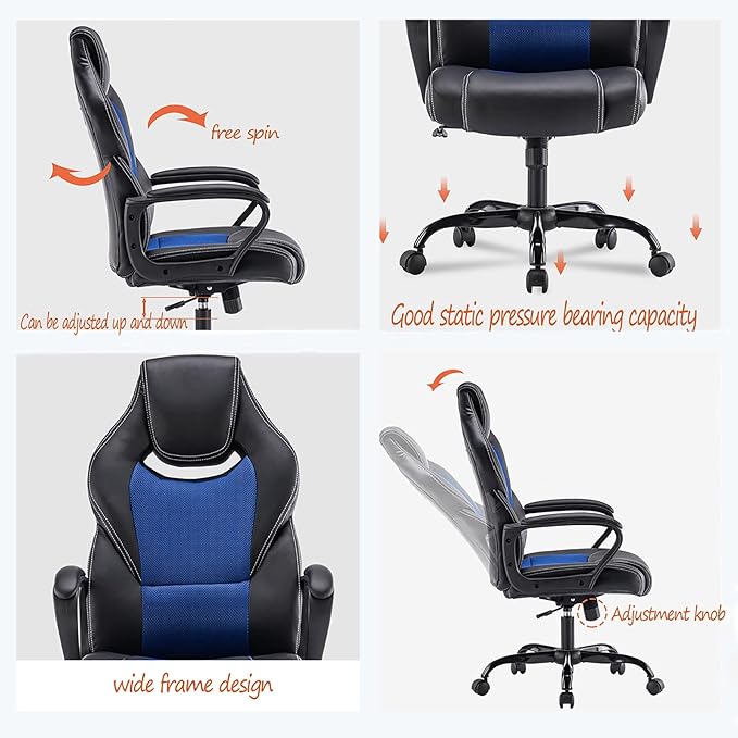 Gaming ChairsGaming Chairs for AdultsErgonomic Gaming Chairwith Headrest and Lumbar Support Video Game Chairs for Home Office Or Gaming Play