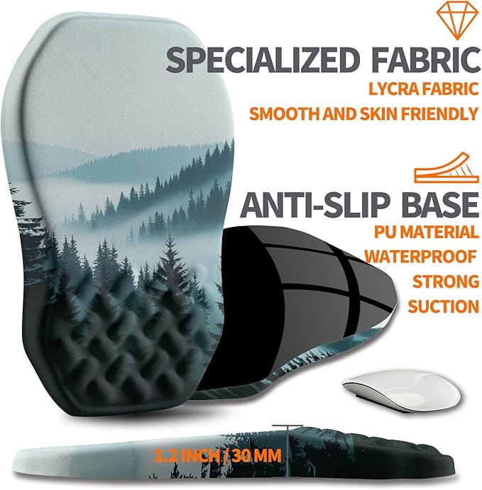 Ergonomic Slope Mouse Pad Wrist Support Wrist Rest Mousepad for Carpal Tunnel Pain Relief with Massage Bulge and Slow Rebound Memory Foam (12x8 inch Foggy Forest)