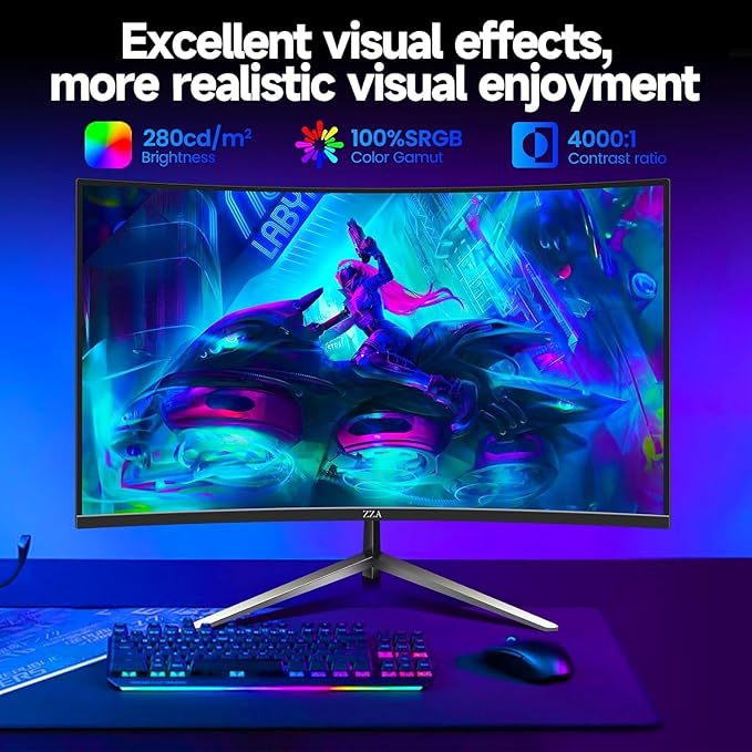 ZZA 32 Inch Monitor - 2K Resolution 165Hz/180Hz1440p Monitor 1ms Response Time FreeSync &amp G-Sync HDR10 122% sRGB Coverage DP/HDMI32 Inch Computer Monitor VESA Mount Compatible