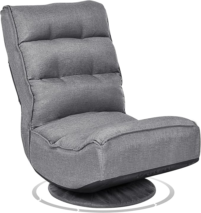 Giantex 360 Degree Swivel Gaming Chair 6 Position Adjustable Folding Floor Chair 300lb Spring Support Comfortable Padded Backrest Lazy Sofa Chair Game Rocker for Teens Adults