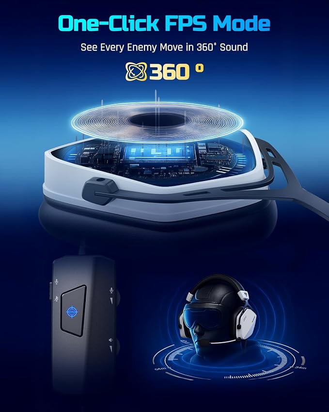 NUBWO HG03 Wired USB-A Gaming Headset for PC Computer Headset with 7.1 Surround Sound Noise Canceling Mic 50MM Driver Wired Headphones for PC Laptop Office - White