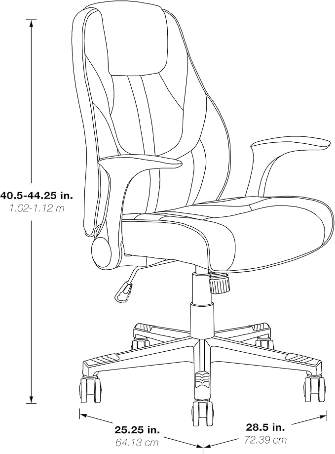OSP Home Furnishings Output Mid-Back LED Lit Gaming Chair with Thick Padded Seat and Lumbar Support Black Faux Leather with Grey Trim and Accents