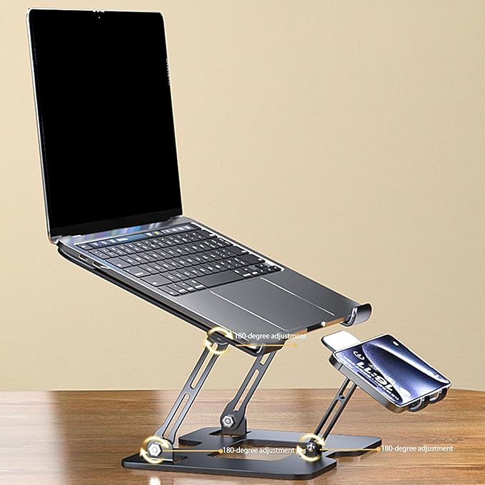 Adjustable Laptop Phone Cooling Stand 2 in 1 Foldable Tablets Holder for Ergonomic Adjustable Stand Lightweight Portable Cooling Station
