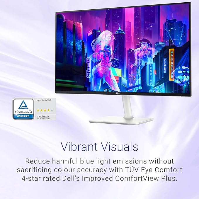 Dell S27 inch QHD Monitor 100Hz IPS Panel 4ms 99% sRGB 1500:1 Contrast Ratio VESA Low Blue Light 2 x HDMI 1x DisplayPort 2x5W Speaker Ultra-Thin bezels Height/Tilt/Swivel/Pivot White