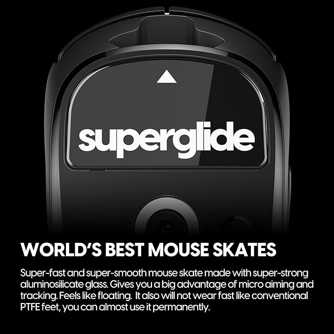 Superglide Glass Mouse Skates for Logitech G Pro X Superlight - Super Smooth Glide Polished Edge Durable Sole Compatible with G Pro Superlight 2 Gaming Mouse Upgrade (Type-S Black)