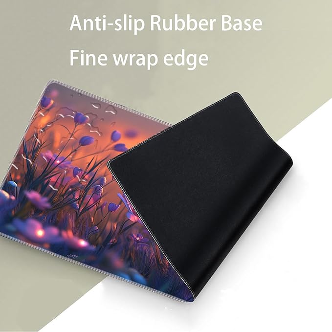 Keyboard Mouse Pad SetLarge Desk Pad+Keyboard Wrist Rest+Mouse Wrist Support+CoasterEasy Typing Pain Relief Non-Slip Wrist Support Mousepad Set Home OfficeGlowing Butterflies Flowers