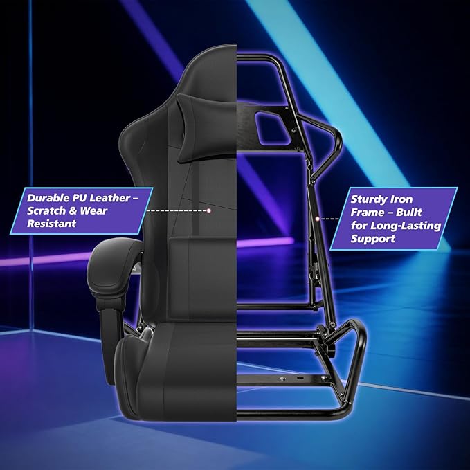 Magshion Gaming Chair Ergonomic Computer Chair with Linkage Armrests Height Adjustable Video Game Chair with Footrest and Headrest for Silla Gamer and Adults 350 Lbs Capacity Black