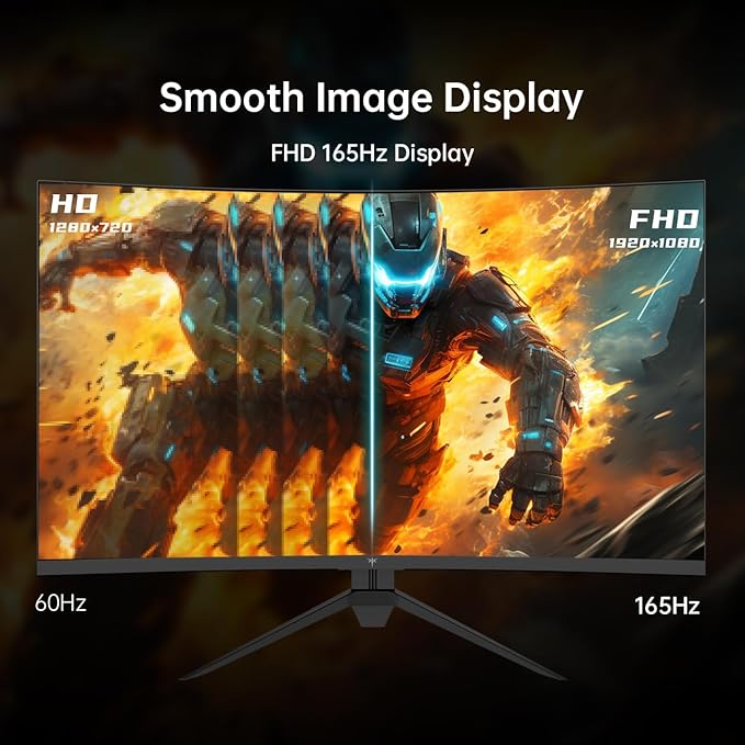 KTC 32 Inch Curved Gaming Monitor FHD 1080P 165Hz PC Monitor 1500R 122% sRGB with HDR FreeSync Premium HDMI 2.0x2 DisplayPort 1.4 VESA Compatible Tilt Adjustable Eye Care H32S17C (Renewed)