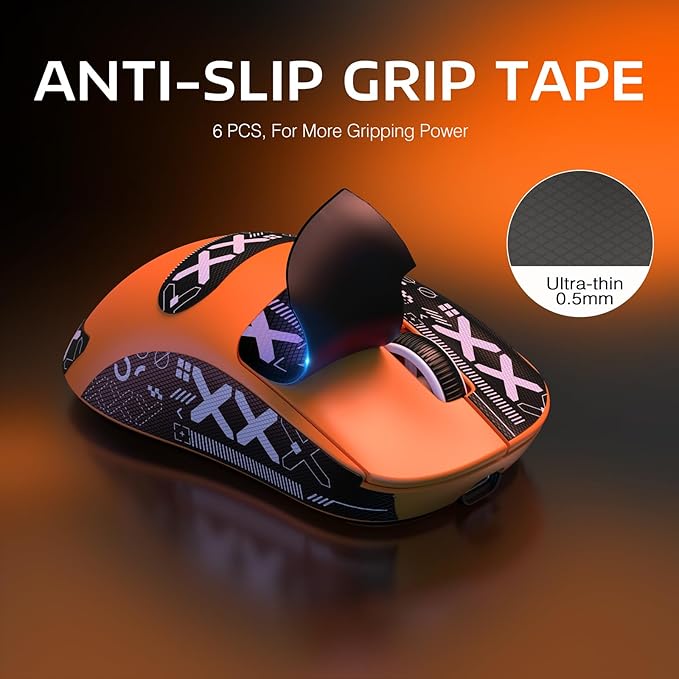 MANBASNAKE Attack Shark X3 Wireless Gaming Mouse 49g Triple Mode Ergonomic Computer Mouse PAW3395 26K DPI Sensor 200h Battery Life Griptape Programmable Buttons for PC/Laptop/Mac (Orange)