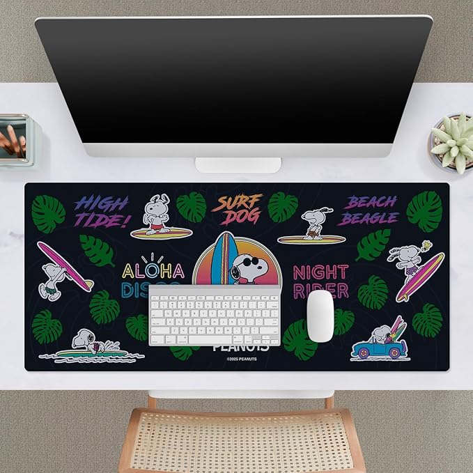 Head Case Designs Officially Licensed Peanuts Snoopy Aloha Disco Graphics 37.4 x 15.75 x 0.16 inches (900 x 400 mm) - XL Gaming Office Desk PC Keyboard Mouse Mat Pad