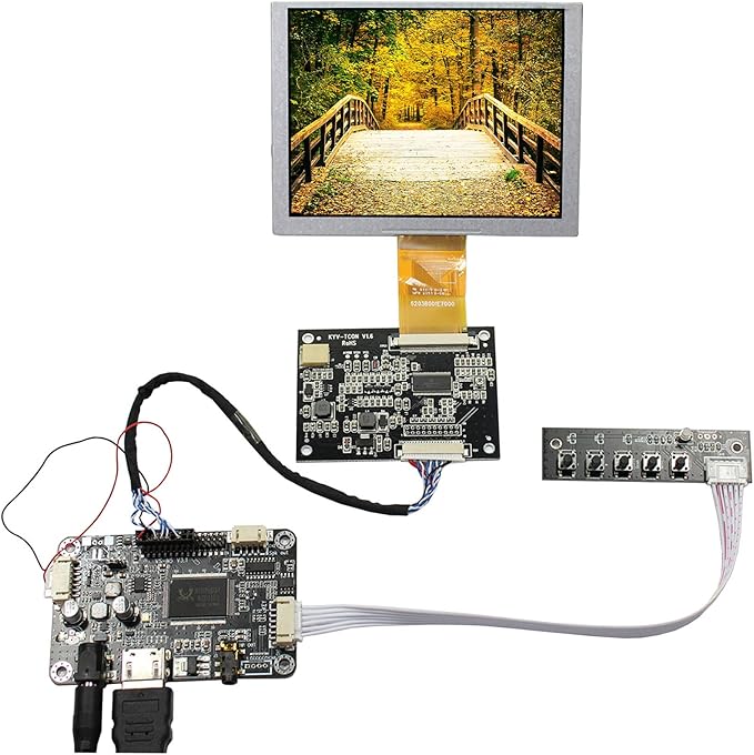 VSDISPLAY 5 ZJ050NA-08C 5 inch 640X480 LCD Screen Work with LCD Controller Driver Board VS-N5V3.1 AT050TN22 Replacement Screen