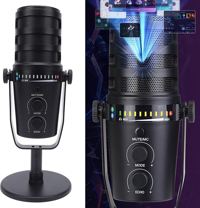 GOWENIC USB XLR Dynamic Microphone for Podcast Recording PC Computer Gaming Streaming Mic with Desktop Stand Vocal Mic for Recording Studio Content Creation Online Chat