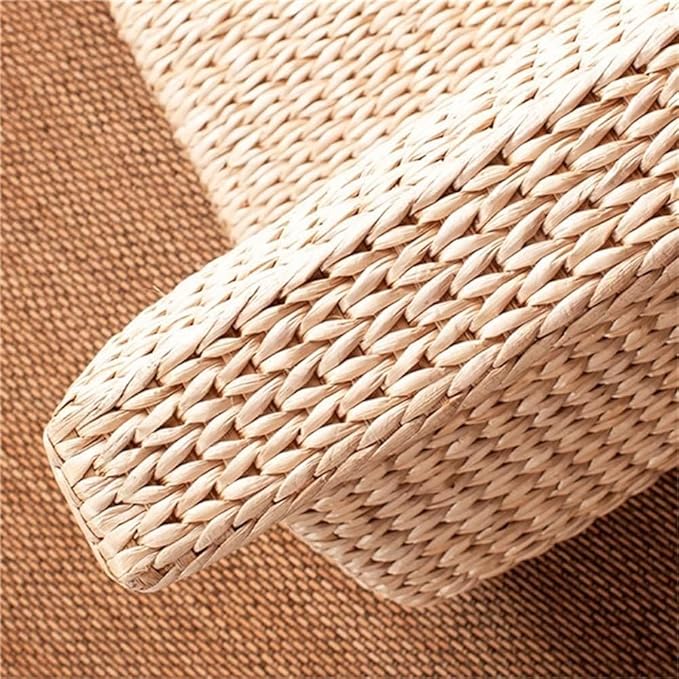 BTZHY Floor Chair Home Work Chair Handmade Straw Rattan Floor Legless Chair Tatami Backrest Chair for Balcony Bay Window Living Room Bedroom