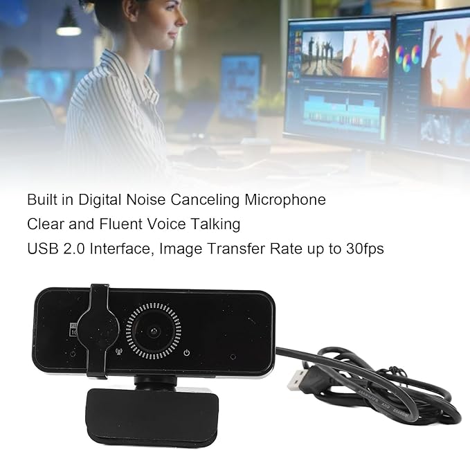 Generic 1080P Webcam Full HD Computer Camera with Noise Cancelling Microphone 360 Rotatable Head Plug and Play USB 2.0 1080P Video Wide Angle for PC Laptop