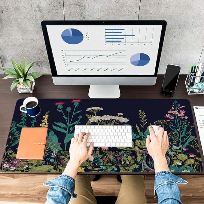 LATEEFAH Desk Mat Mouse Pad with Wrist Rest 4-in-1 Large Mouse Pads for Desk Ergonomic Mouse Pad and Keyboard Wrist Rest Gaming Keyboard Mat for Office Home