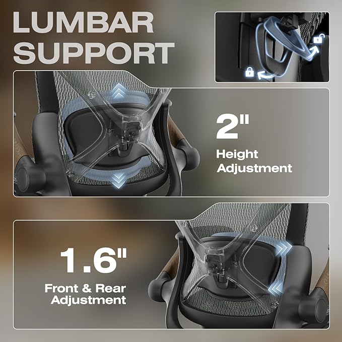 ELABEST X100 Ergonomic Mesh Office Chair with Footrest Big and Tall Hone Desk Chair with 5D Flip-Up Arms Adjustable 3D Lumbar SupportGaming &amp Executive Computer Chairs