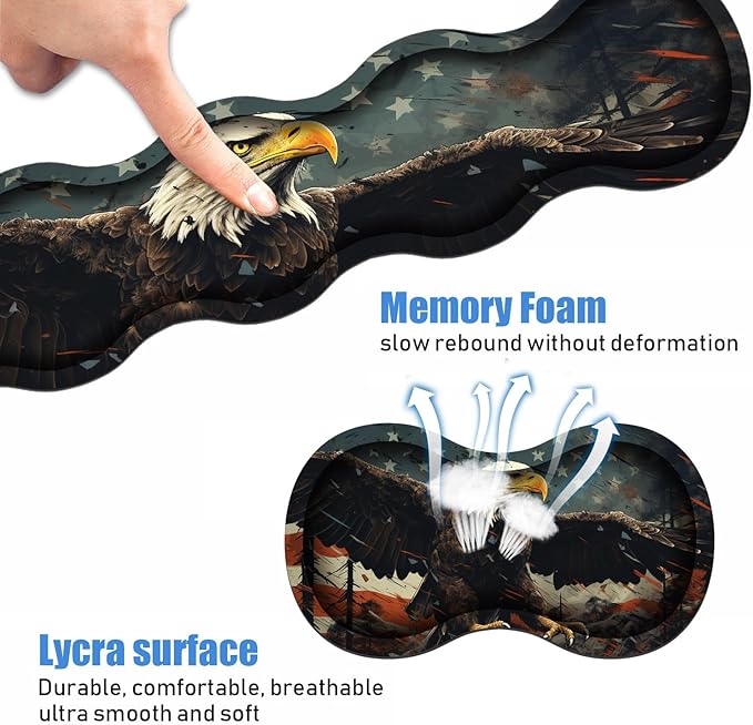 Ergonomic Keyboard Wrist Rest &amp Mouse Pad Wrist Rest SetLarge XXL Gaming Desk Mat 31.5x 11.8Non-Slip Base Memory FoamEasy Typing Pain Relief for Office &amp HomePatriotic American Flag Bal