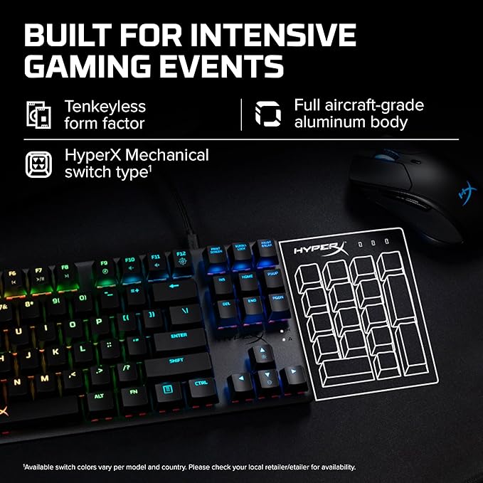 HyperX Alloy Origins Core - Tenkeyless Mechanical Gaming Keyboard Software Controlled Light &amp Macro Customization Compact Form Factor RGB LED Backlit Tactile HyperX Aqua SwitchBlack