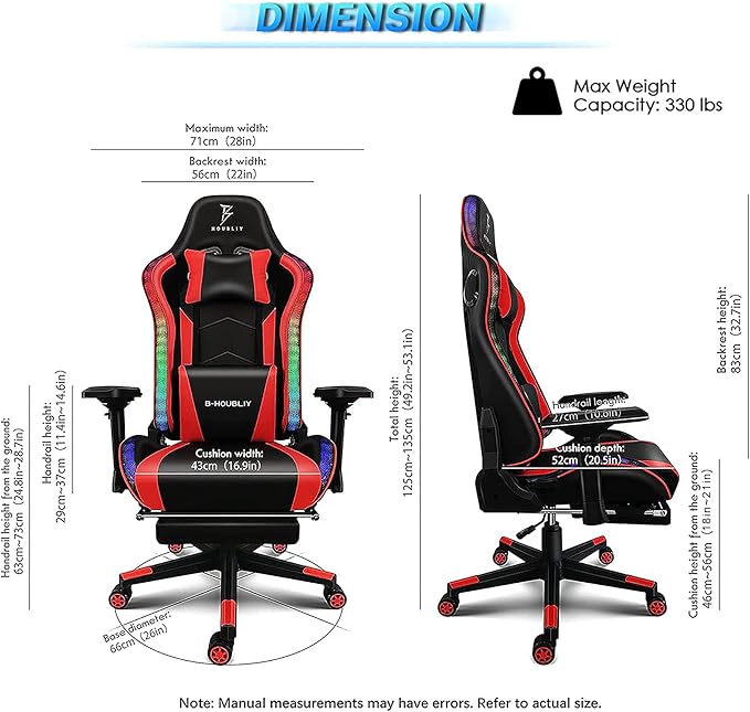 Massage Gaming Chair High Back Office Computer Chair with Speakers and RGB Lights Recliner Chair Music Video Game Chair with Headrest and Lumbar Support for Home OfficePink
