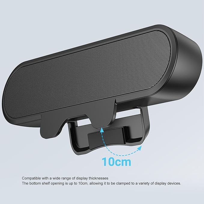 SUNGOOYUE Computer Speakers with Clamp Mount USB Powered 10W Stereo Sound for Desktop Monitor Space Saving USB C Connectivity PC Laptop Workstation