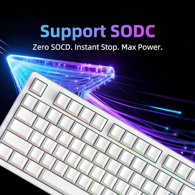 FE87 V2 Wired Mechanical Keyboard Dual 8KHZ Polling Rate Support SODC/Latency As 0.125MS/ARGBHot Swappable Gasket Sturcture Gaming Keyboard(White/Azure Heaven Switch)