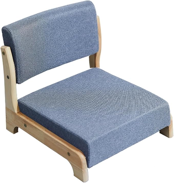 BTZHY Floor Chair Solid Wood Tatami Chair Back Stool Dormitory Bed Chair Window Seat Floor Room Chair Legless Chair(C)