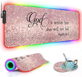 RGB Gaming Mouse Pad with Coffee Coaster XXL Large Glowing LED Mousepad Anti-Slip Rubber Base Computer Keyboard Desk Mouse Mat 31.5 X 11.8 Inch - Quote Bible Verse Psalm 46:5